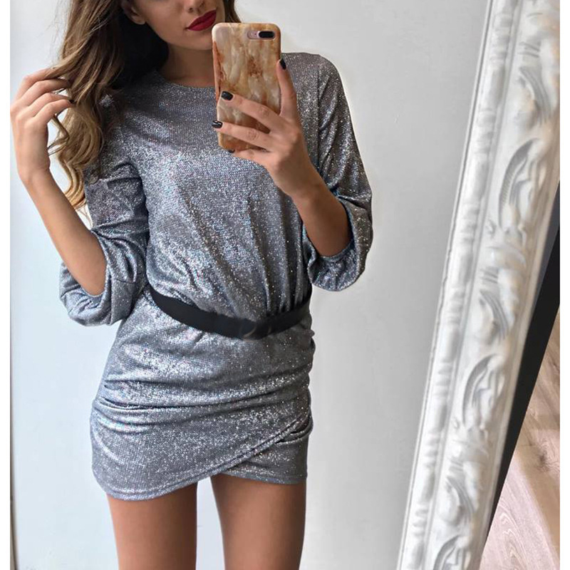 Lanter Sleeve Irregular Sexy Dress Autumn Winter Collection Elegant Party Wear Wholesale Available