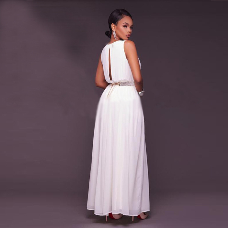 Chiffon Dress Deep V Neck Elegant Style Solid Color Perfect for Parties and Special Occasions Wholesale Available