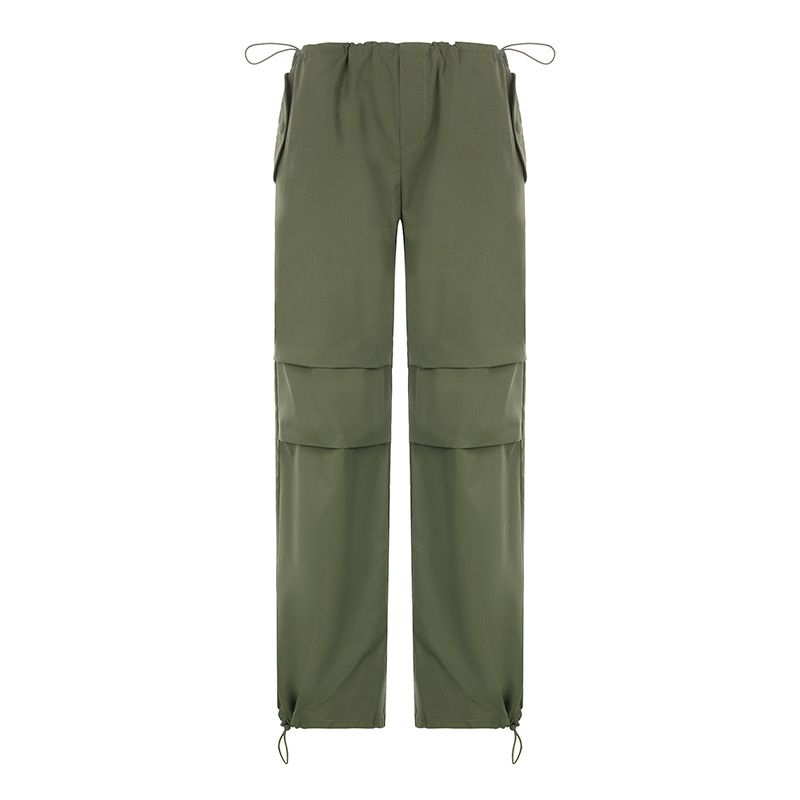 Plus Size Casual Wide Leg Trousers Solid Color Drawstring Loose Fit Street Style for Fall Wholesale Available