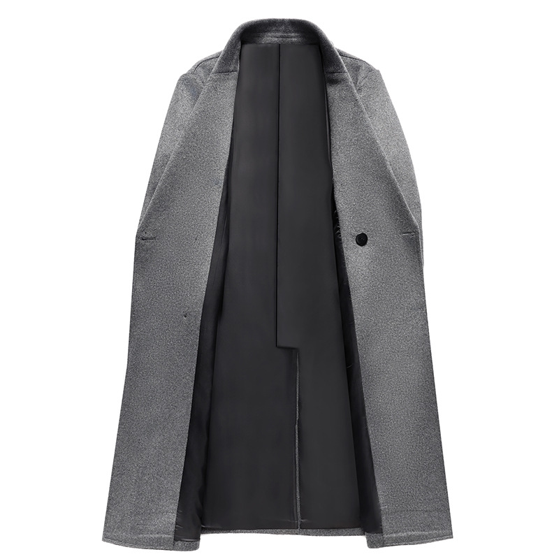 Mens Wool Blend Double Breasted Overcoat Stylish Long Casual Suit Jacket Perfect for Middle Aged Wear Wholesale