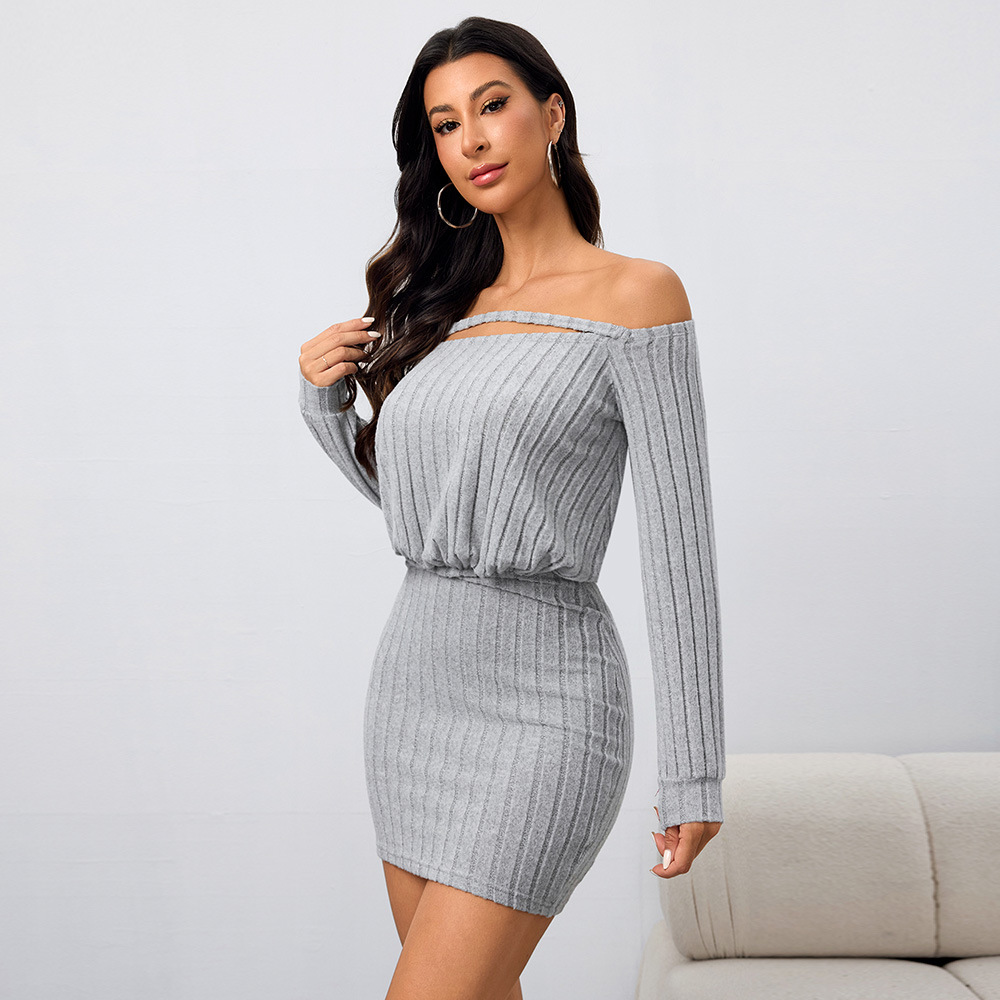 Off Shoulder Bodycon Dress Sexy Fit Short Length Autumn Winter Style Wholesale Available OEM ODM service