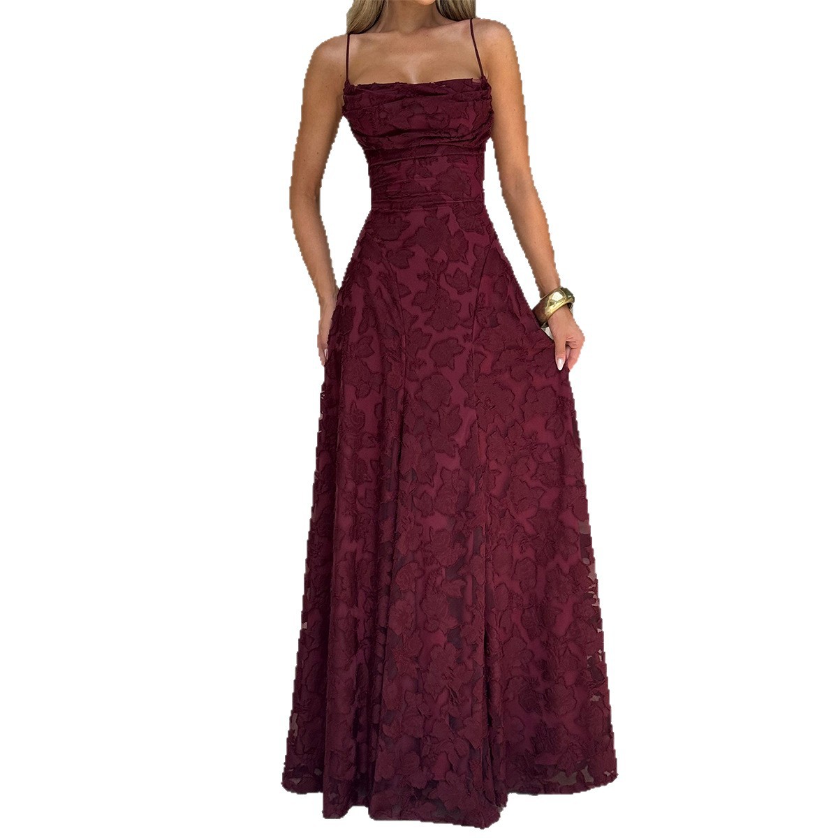 Elegant European and American Style Sleeveless A line Long Dress for Women