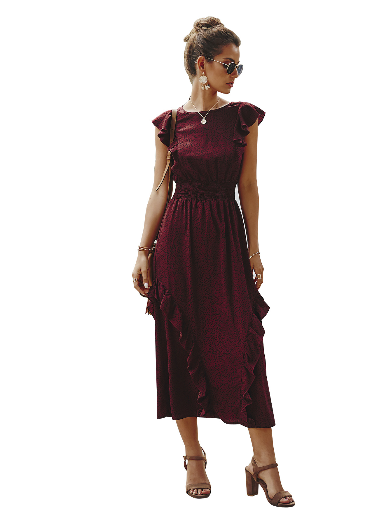 Ruffle Hem Dress Elegant Design Lightweight Fabric Spring Summer Style Wholesale Available custom packaging