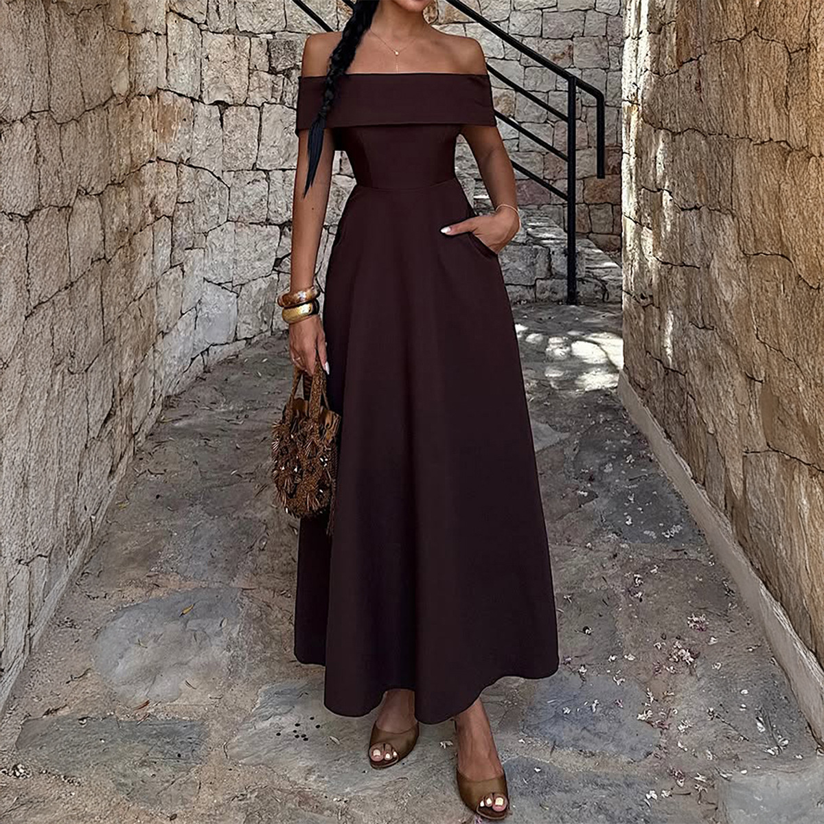 European and American Market Elegant Strapless Long Dress — Women's Fashion, Summer Style, Comfortable Fit — Wholesale Supply