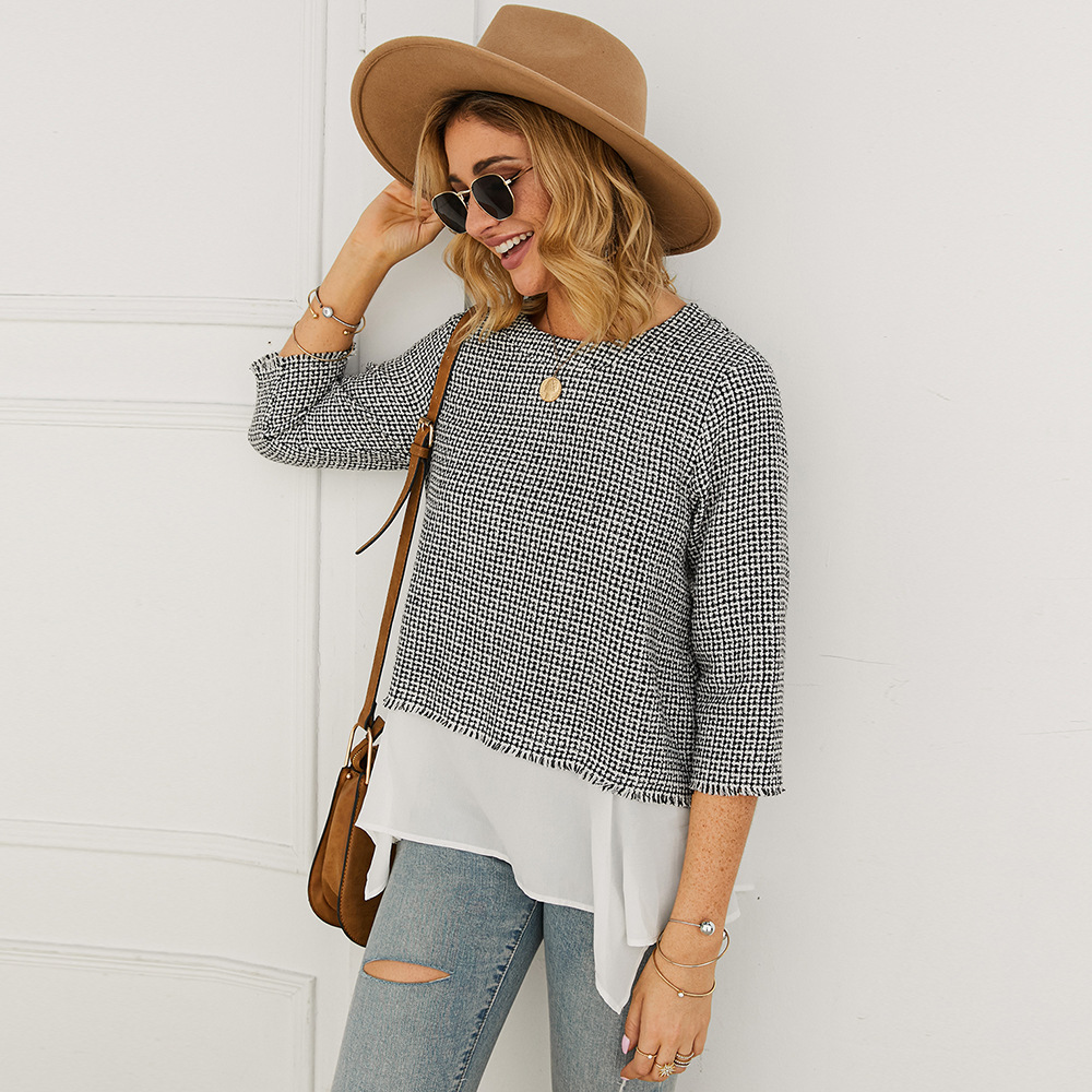 Womens T Shirt Original Design Color Block Casual Style Perfect for Everyday Wear Wholesale Available