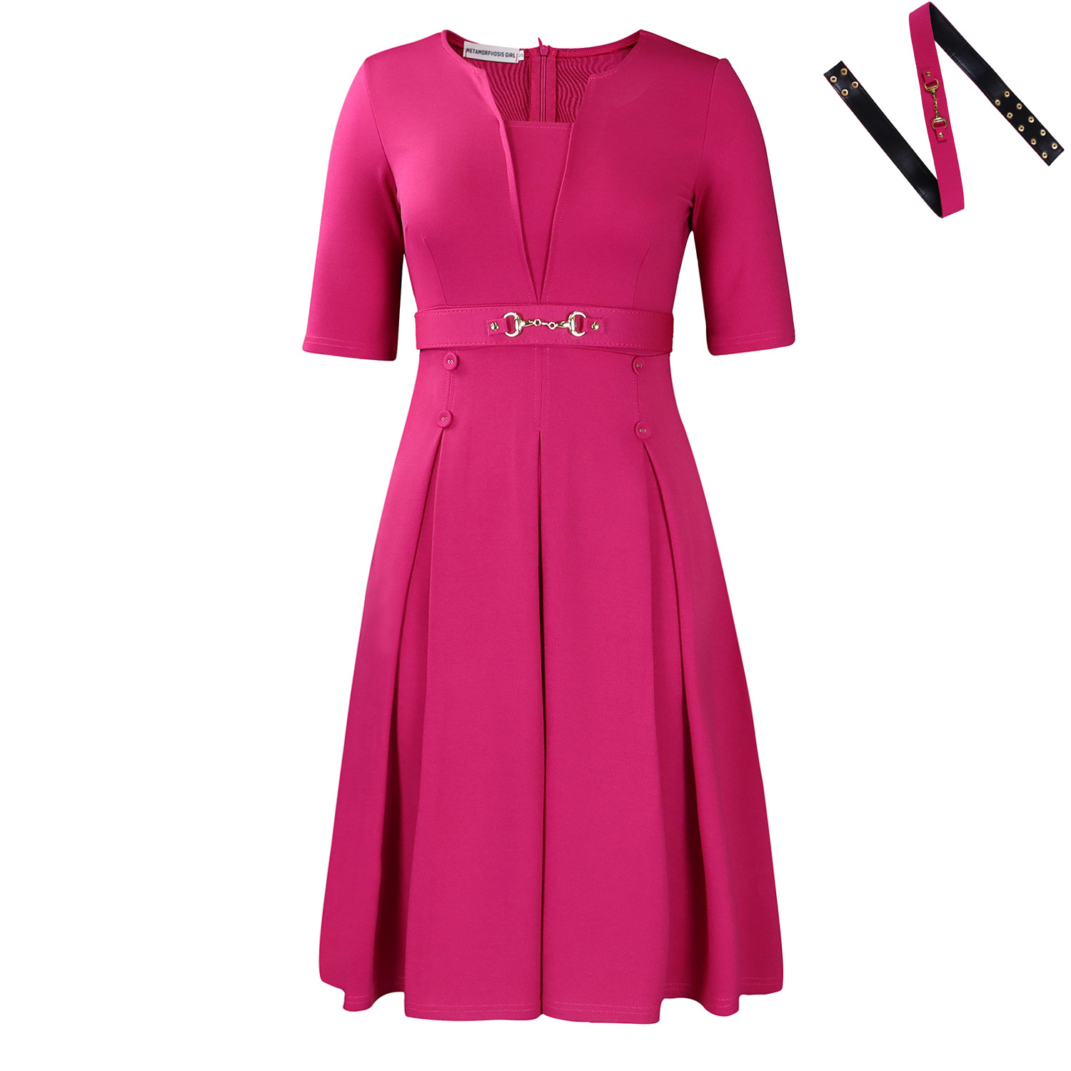 Fashionable Women's Summer Short Sleeve Dress, Elegant Plus Size Solid Color Casual Dress for African Style, New Arrival