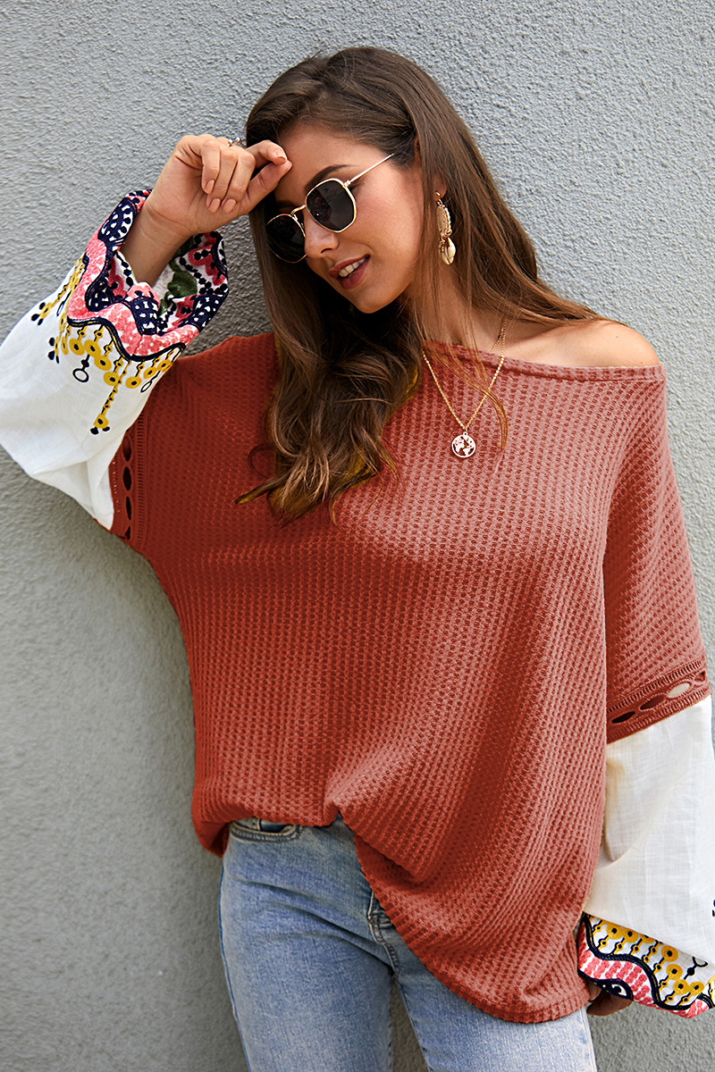 Knitted Patchwork Sweater Stylish Design Comfortable Fit Warm Fabric Autumn Winter Fashion for Women OEM Available