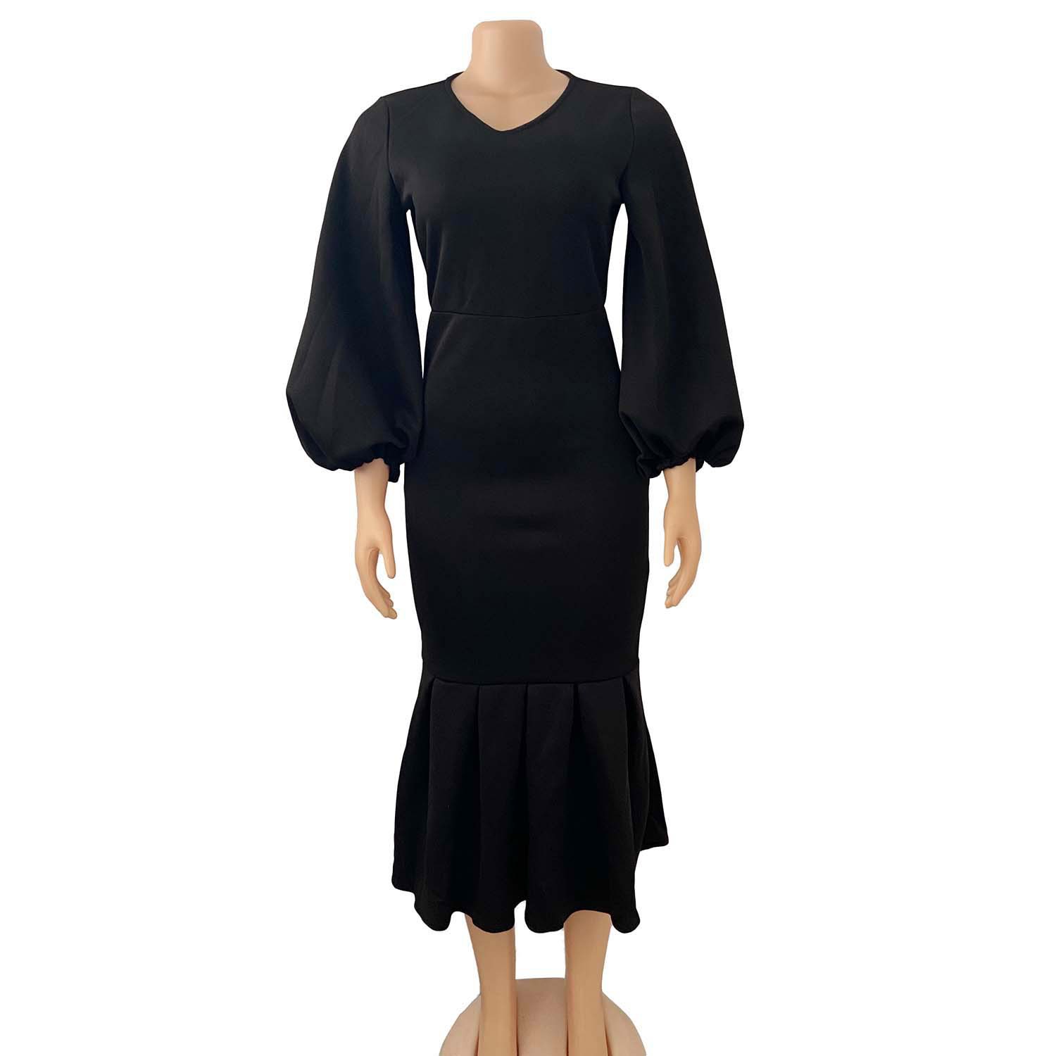 Spring New European and American Fashion Plus Size V Neck Long Sleeve Sexy Mermaid Skirt Foreign Trade Dress