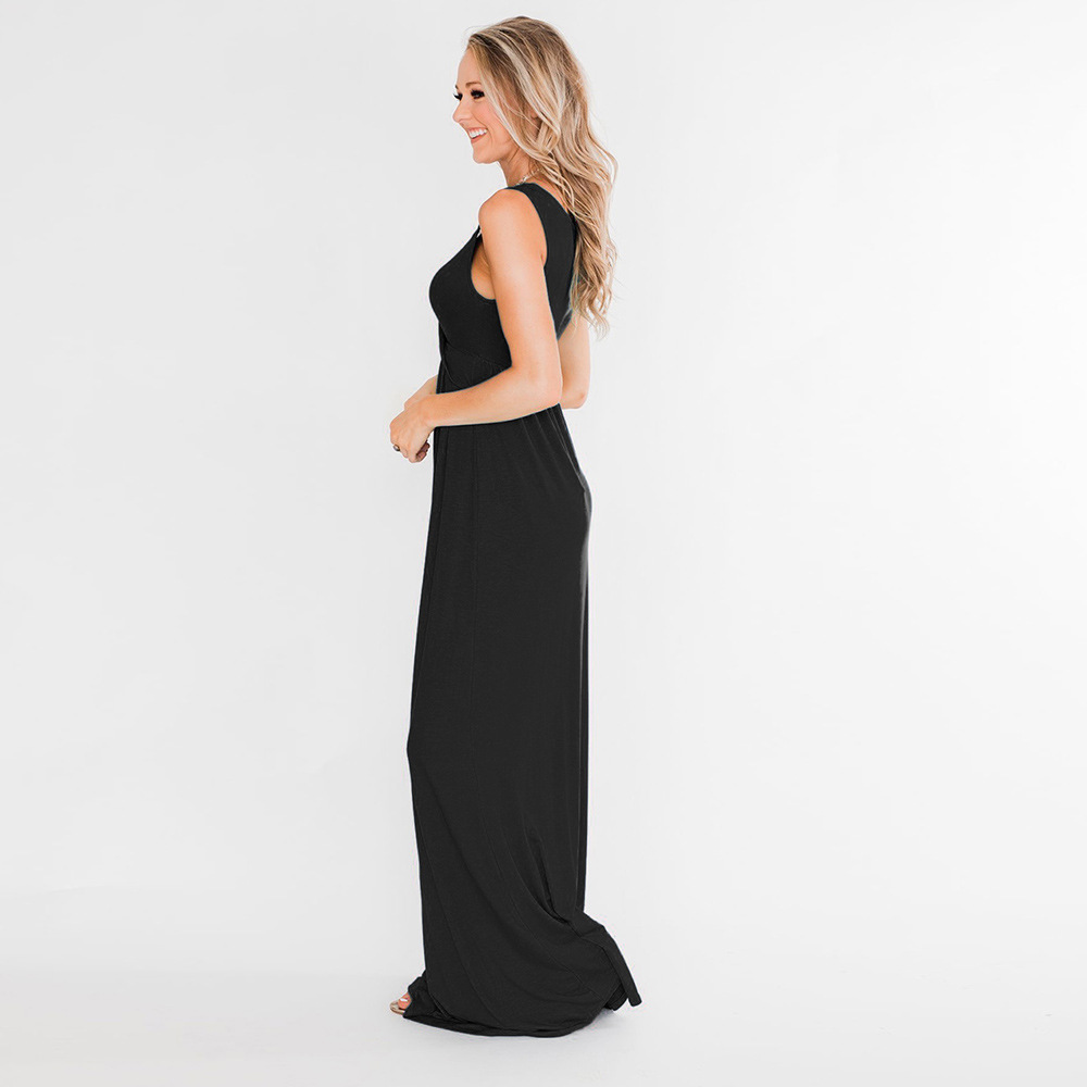 Summer Womens Dress Sleeveless High Waist Twist Knot Pleated Design Slim Fit Elegant Evening Wear Wholesale
