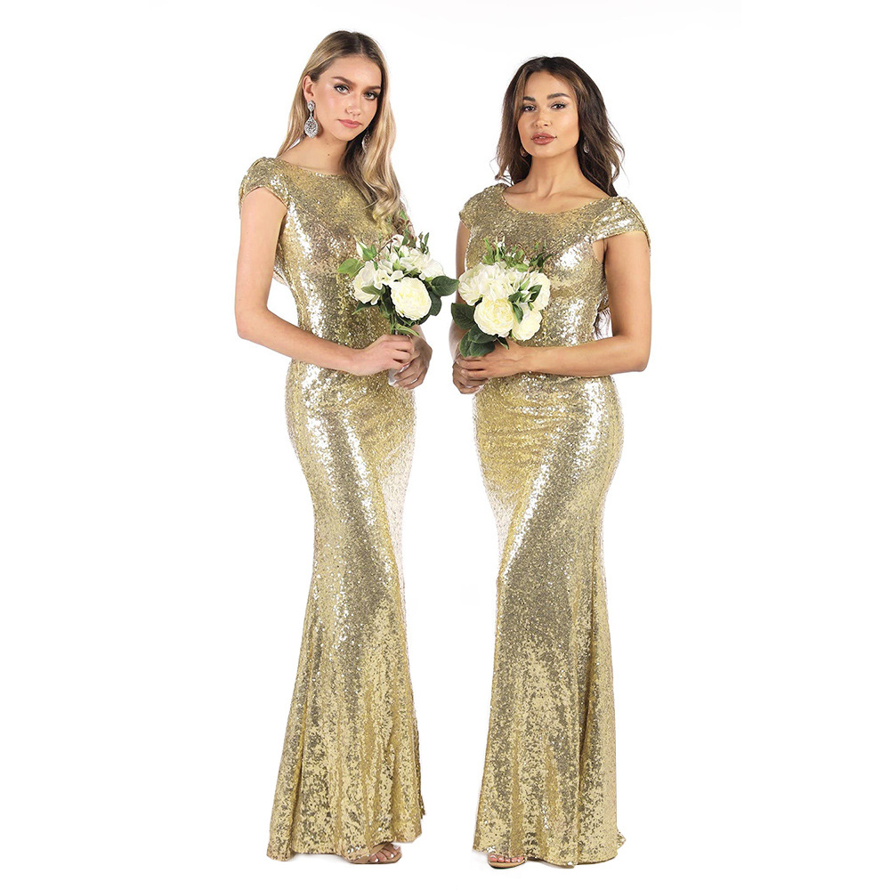 Elegant Sequin Evening Dress Solid Color Sleeveless Summer Style Perfect for Parties and Formal Events Wholesale