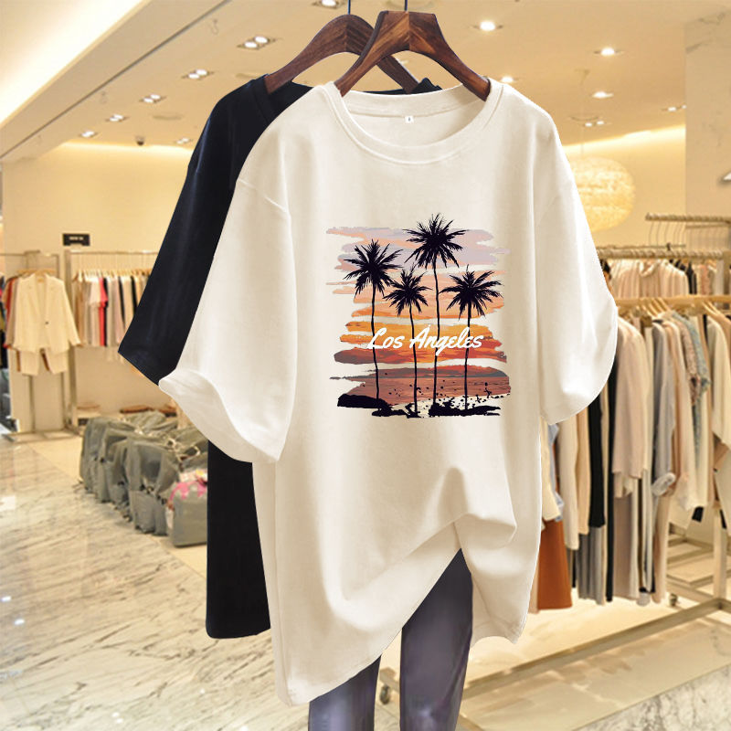 Plus Size Loose Fit T Shirt Cotton Fabric Mid Length Trendy Design Autumn Casual Wear Wholesale Available