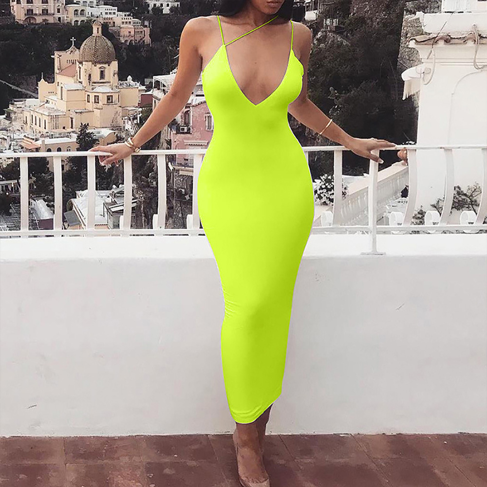 Summer Womens V Neck Backless Maxi Dress Solid Color Bodycon Fit Sleeveless Perfect for Casual Outings Wholesale