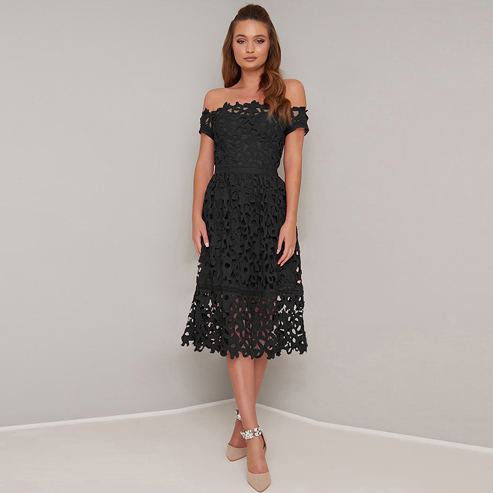 Off Shoulder Crochet Dress Elegant Design Trendy Style Perfect for Parties Wholesale Available