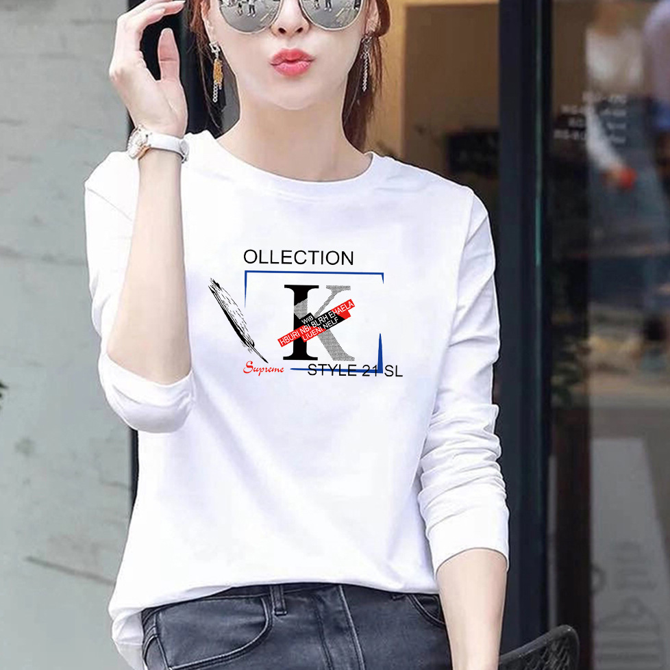 Womens Loose Fit Round Neck Long Sleeve T Shirt 95 Cotton Floral Print Plus Size Casual Spring Wear Wholesale