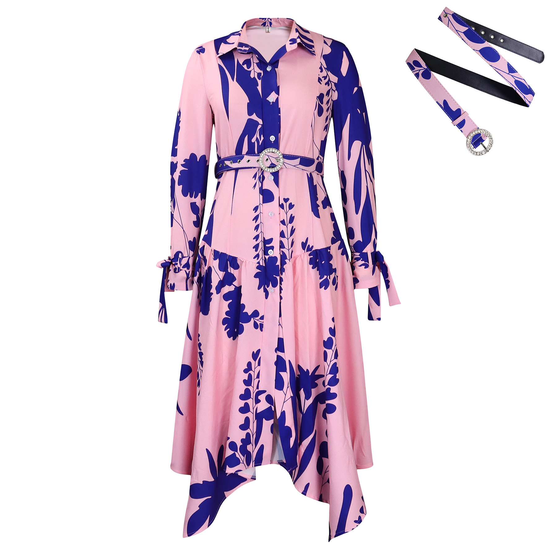 Plus Size Women's Fashion Dress with Irregular Collar, Elegant Printed Design for Cross Border Trade in Europe and America