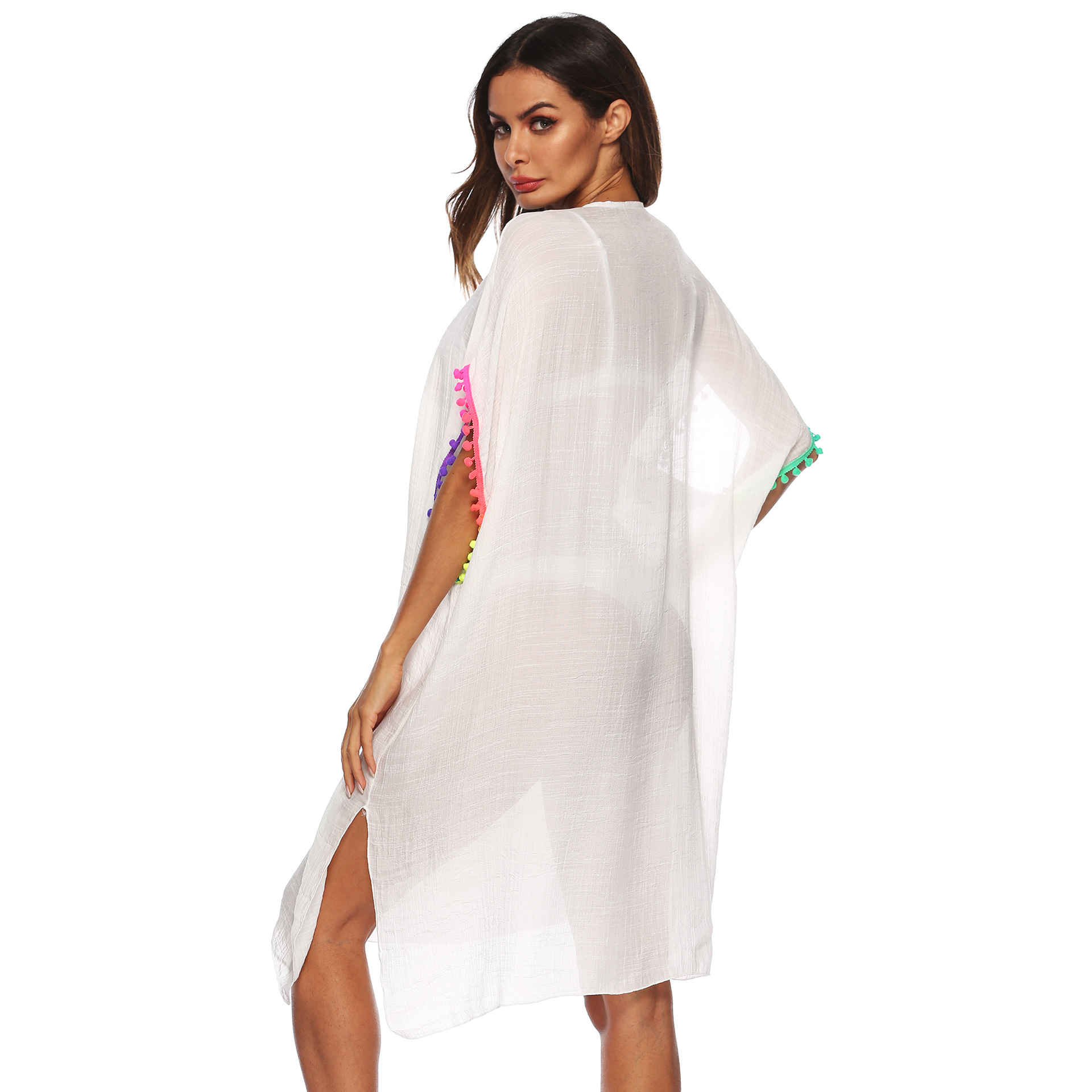 Loose Fit Crochet Lace Trim Tassel Beach Cover Up Dress Lightweight Bohemian Style Summer Wear Wholesale Available