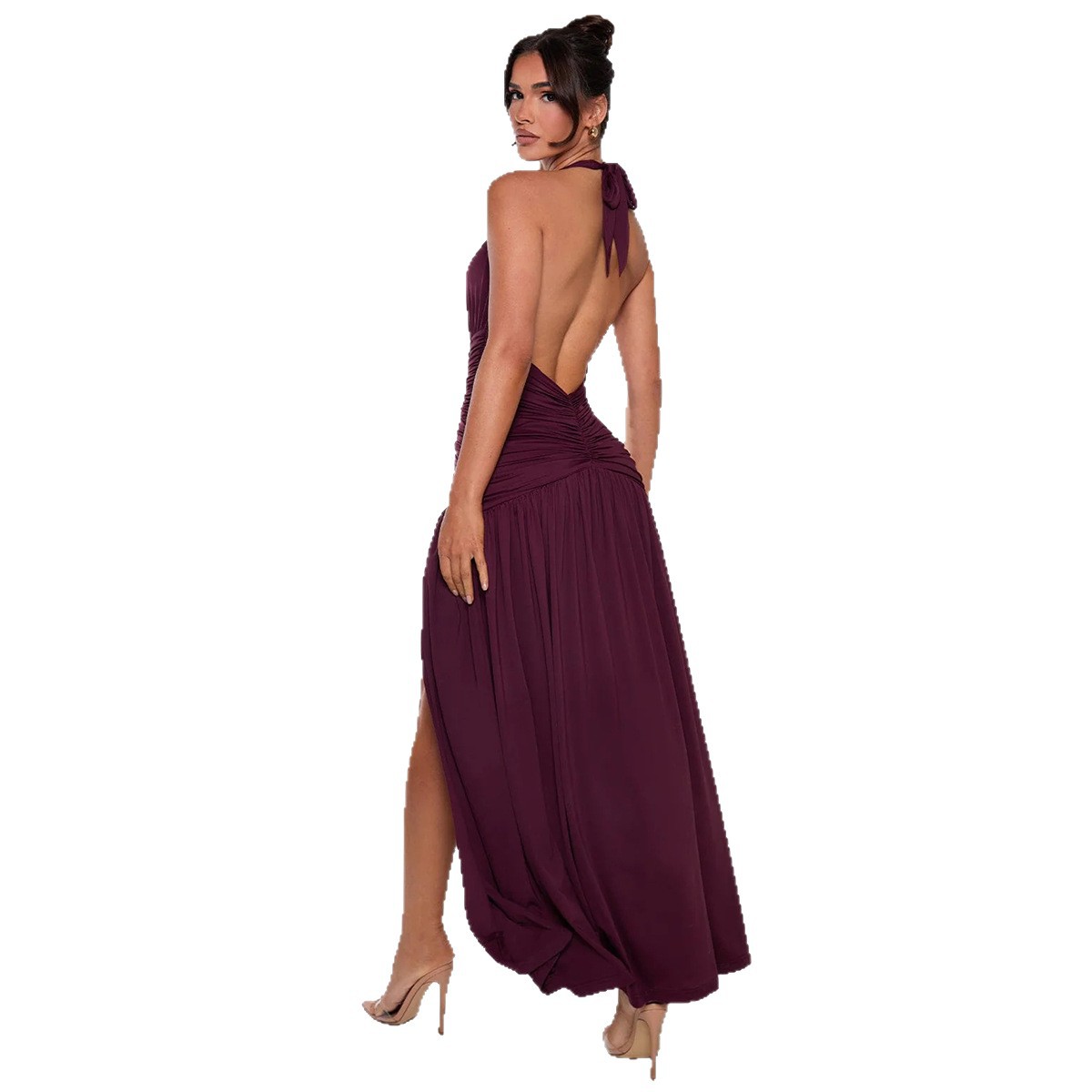 Elegant Sexy Halter Neck Long Dress for Women Autumn Winter