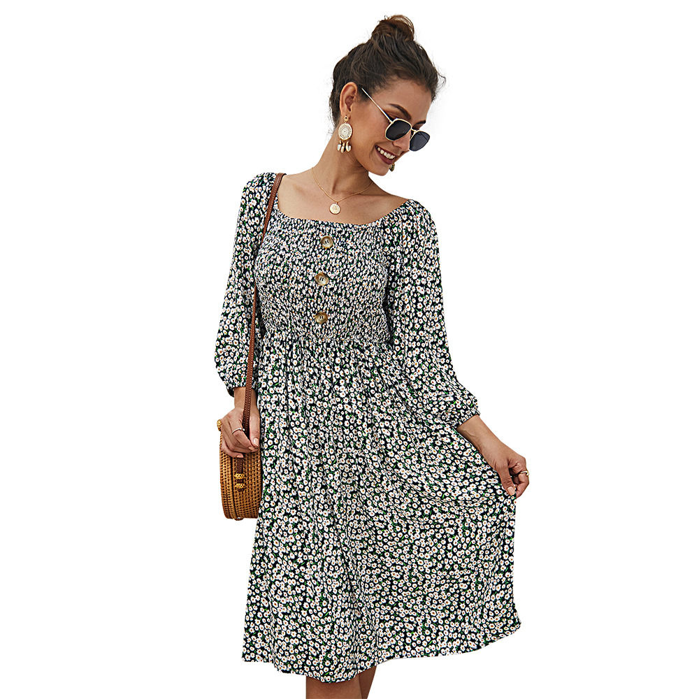 Floral Long Sleeve Dress Womens Fashion Spring Summer Collection Trendy Design Wholesale Available