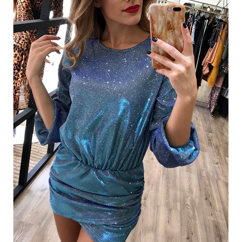Lanter Sleeve Irregular Sexy Dress Autumn Winter Collection Elegant Party Wear Wholesale Available