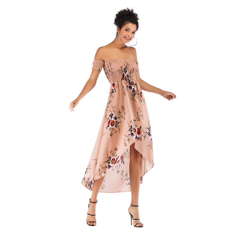 Womens Floral Chiffon Dress Sexy Off Shoulder Design Spring Style Lightweight Fabric Wholesale Available