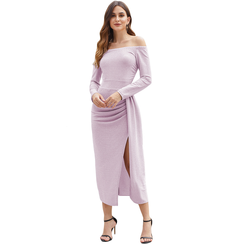 Elegant Off Shoulder Bodycon Dress Luxurious Fabric Chic Design Perfect for Parties Wholesale Available