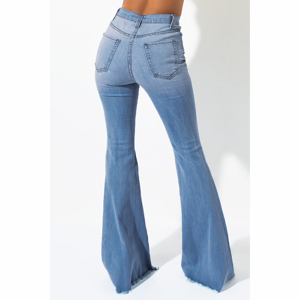 High Waisted Ripped Flare Jeans for Women Slim Fit Frayed Hem Loose Tapered Legs Casual Wear Ready to Ship