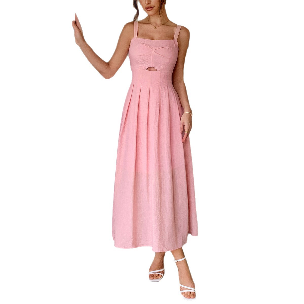 European and American Casual Vacation Spaghetti Strap High end Long Dress for Women Spring Summer
