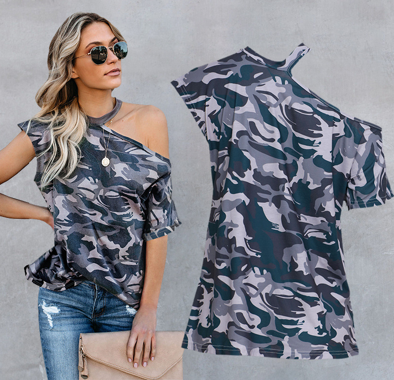 Womens Camouflage T Shirt Loose Fit Round Neck Short Sleeve Summer Style Perfect for Casual Wear Wholesale