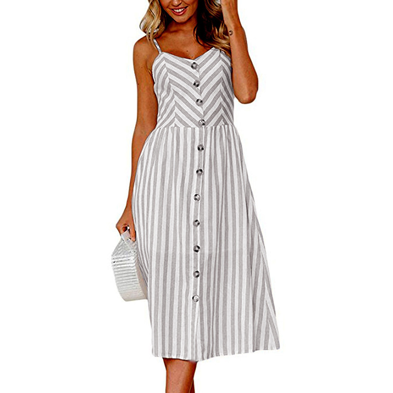 Sunflower Pineapple Print Button Back Sexy Slip Dress 36 Colors 6 Sizes Lightweight Fabric Summer Casual Wear