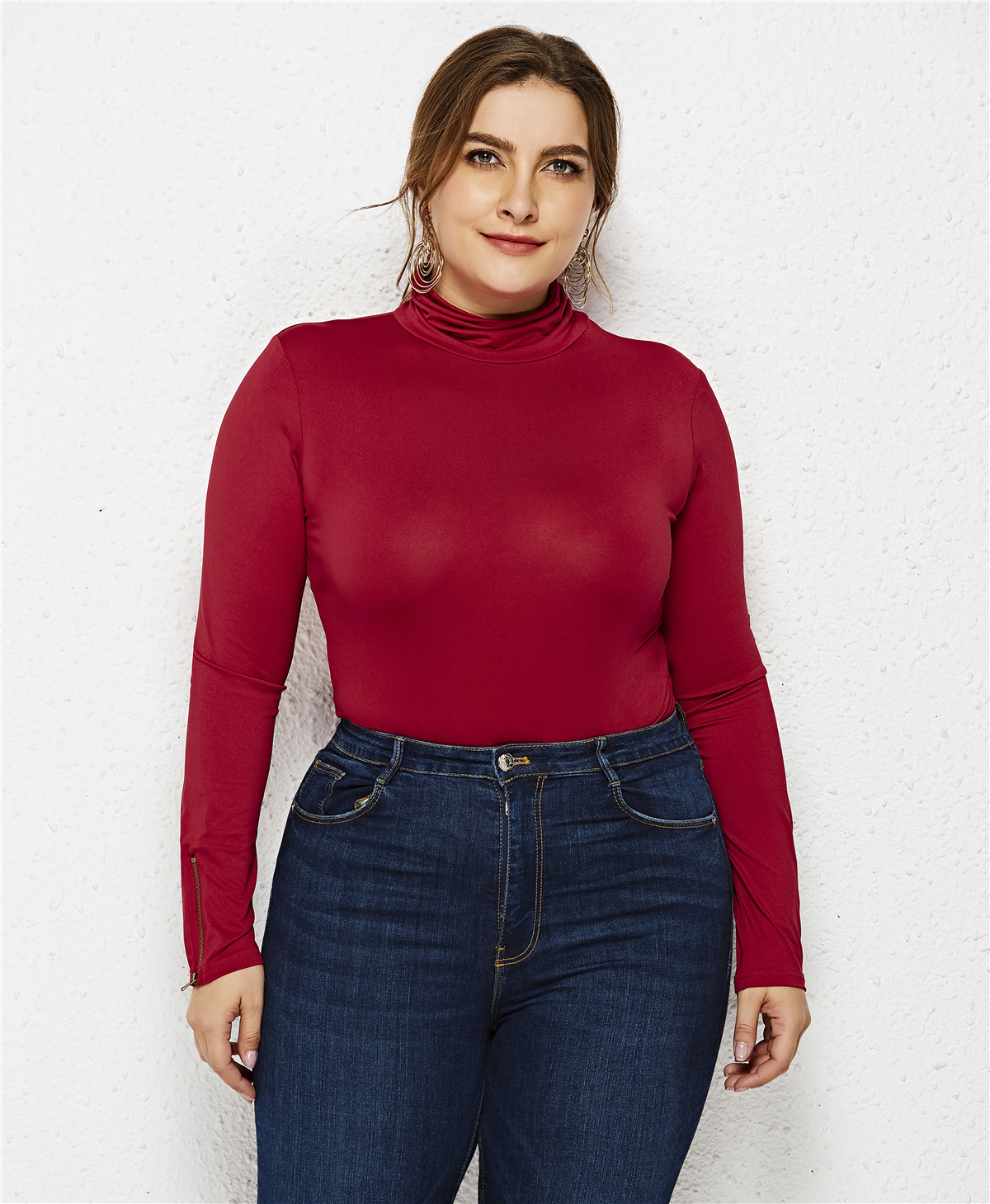 Women's Long-Sleeve Solid Color Dress
