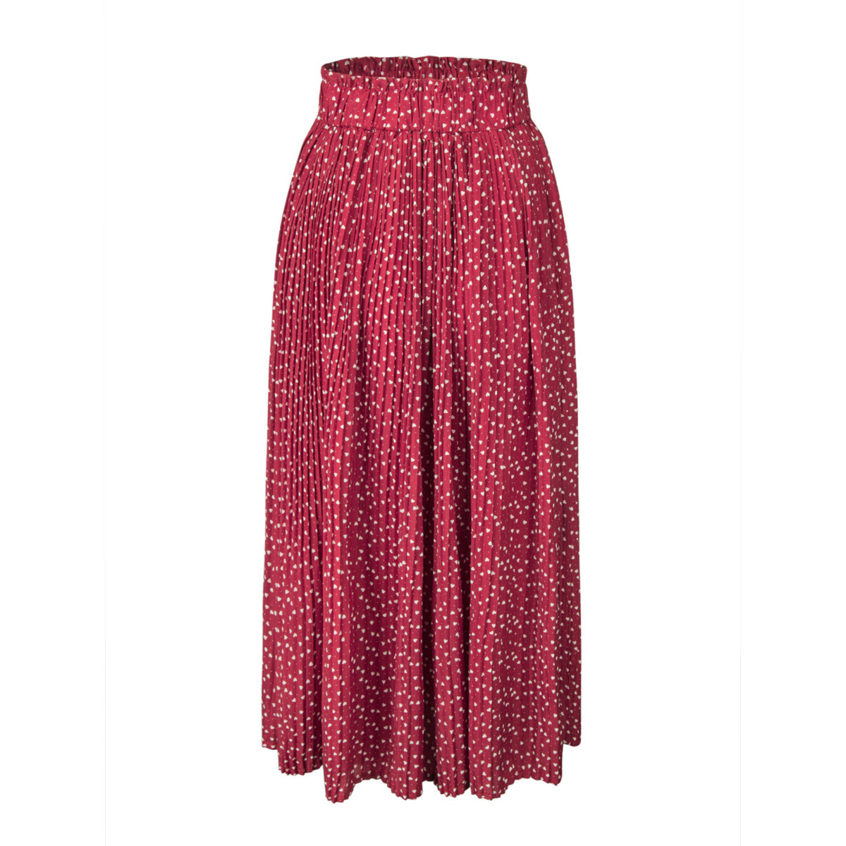 High Waisted Pleated Midi Skirt Floral Print Versatile Design Comfortable Fit Perfect for Casual or Formal Occasions