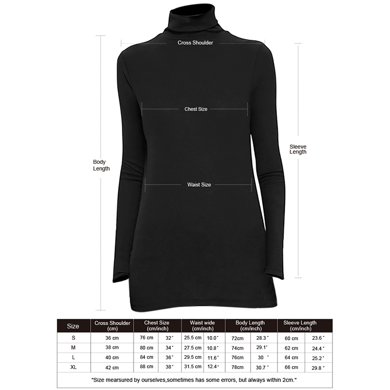 Womens Long Sleeve Turtleneck Bodycon T Shirt Stretch Cotton Comfortable Fit Chic Style Autumn Winter Fashion