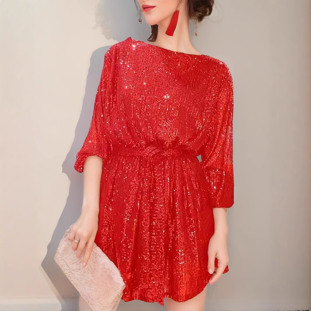European and American Market Fashion Sequin Dress — Sparkling, Elegant, Party Wear — Perfect for Festivals and Celebrations —