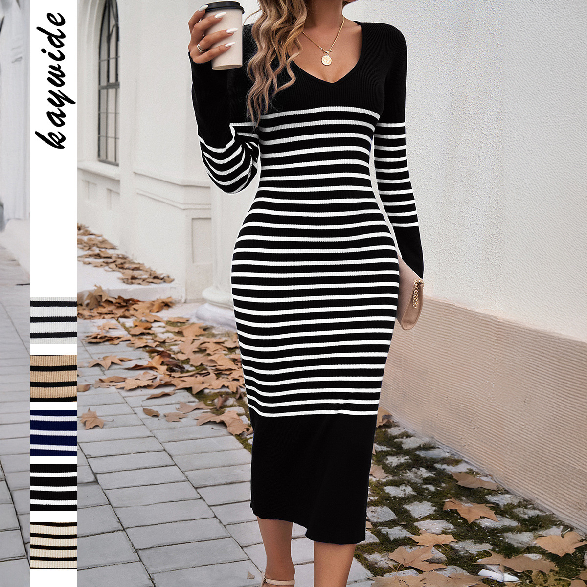 European and American Market Elegant Striped Dress — High Quality Fabric, Sophisticated Design, Comfortable Fit — Spring Summe