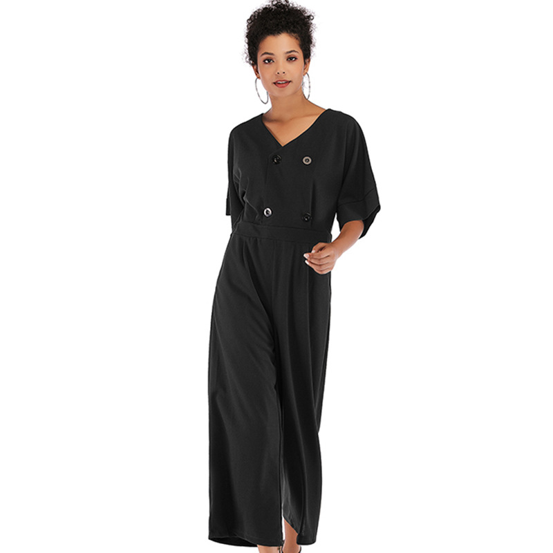 Womens Jumpsuit High Waisted V Neck 3 4 Length Spring Fashion for Casual Wear Wholesale Available