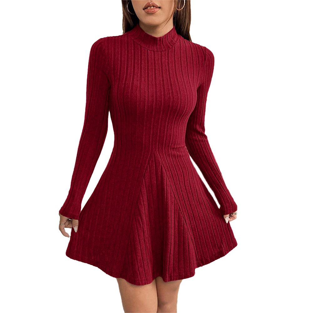 Women's Slim Fit Long-Sleeve A-Line Dress
