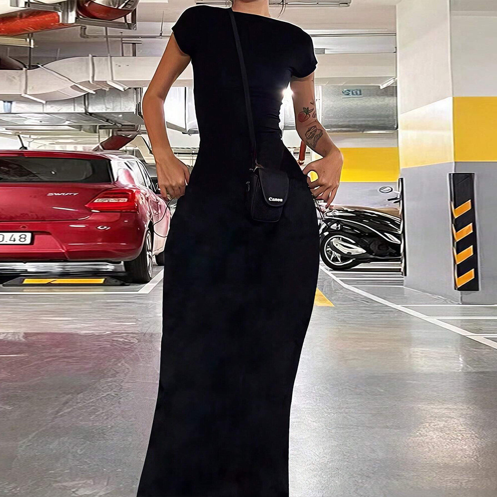 European and American Cross border Women's Sexy Backless Slim Waist Party Long Dress