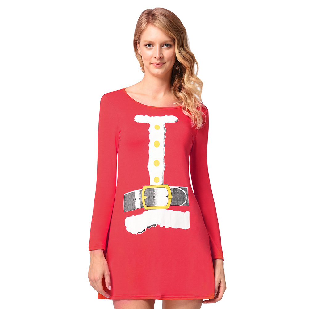 Womens Long Sleeve Cartoon Print Midi Dress Autumn Winter Style Perfect for Casual Outings Ready to Ship