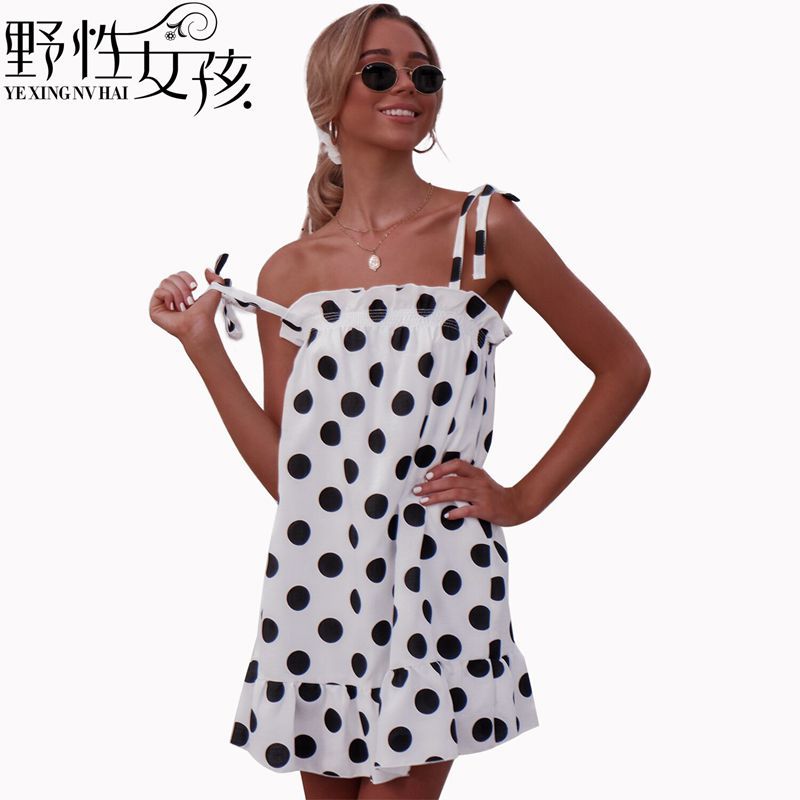 Polka Dot Ruffle Hem Cami Dress Womens Casual Summer Mini Dress Lightweight Stylish Perfect for Parties Wholesale