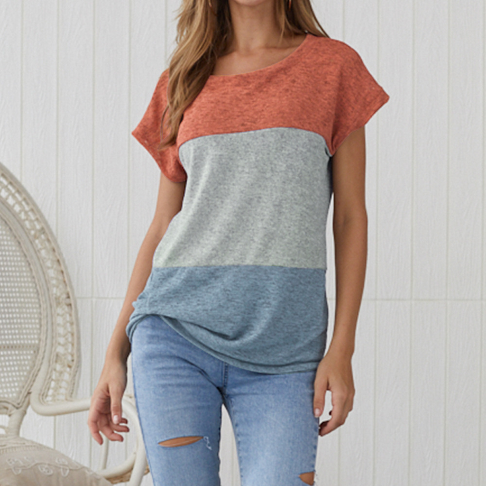 Color Block Loose Fit T Shirt Summer Style Available in 4 Colors Casual Wear for Women Wholesale Options Available