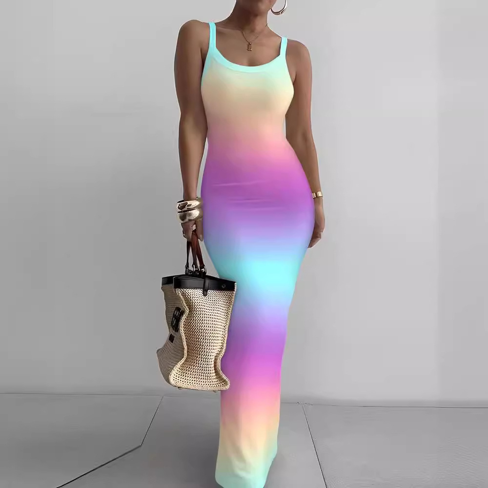 White Bodycon Maxi Dress Summer Style Sleeveless Lightweight Fabric Perfect for Casual Outings or Beach Wear