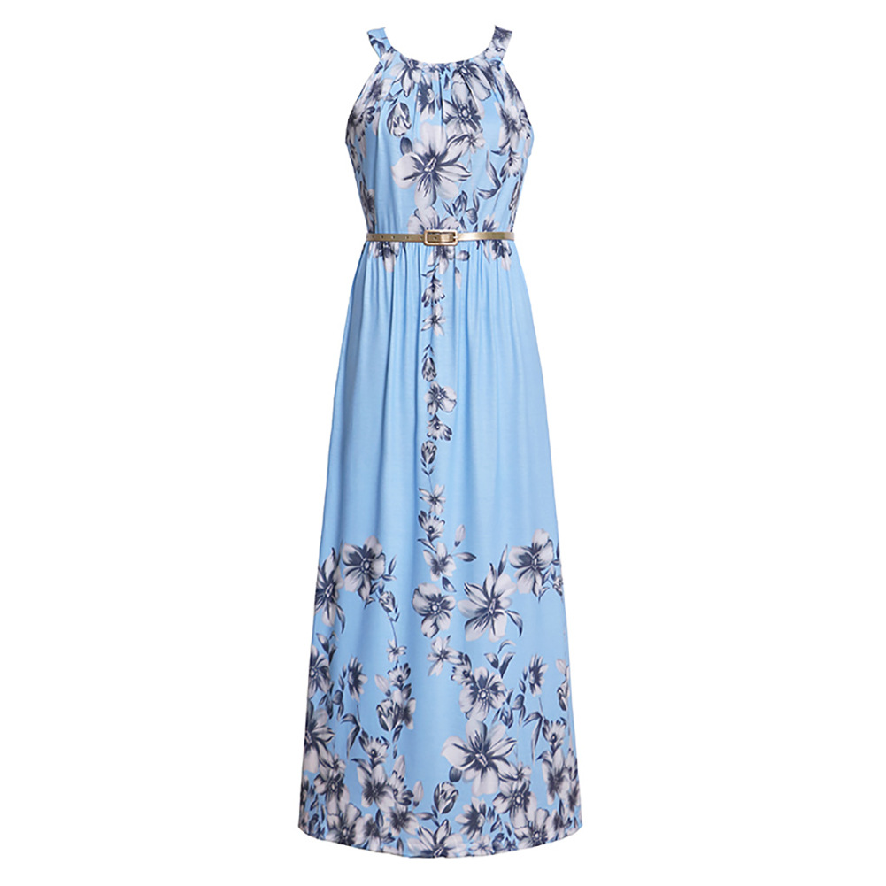 Plus Size High Waist Maxi Dress Summer Floral Print Comfortable Fabric Elegant Style Perfect for Beach Vacations