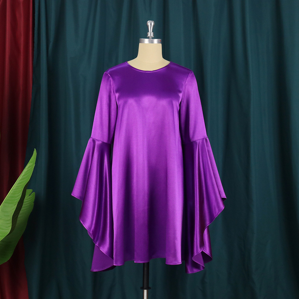Round Neck Loose Fit Bell Sleeve Dress Sexy Short Skirt Perfect for Performances and Christmas Celebrations Wholesale