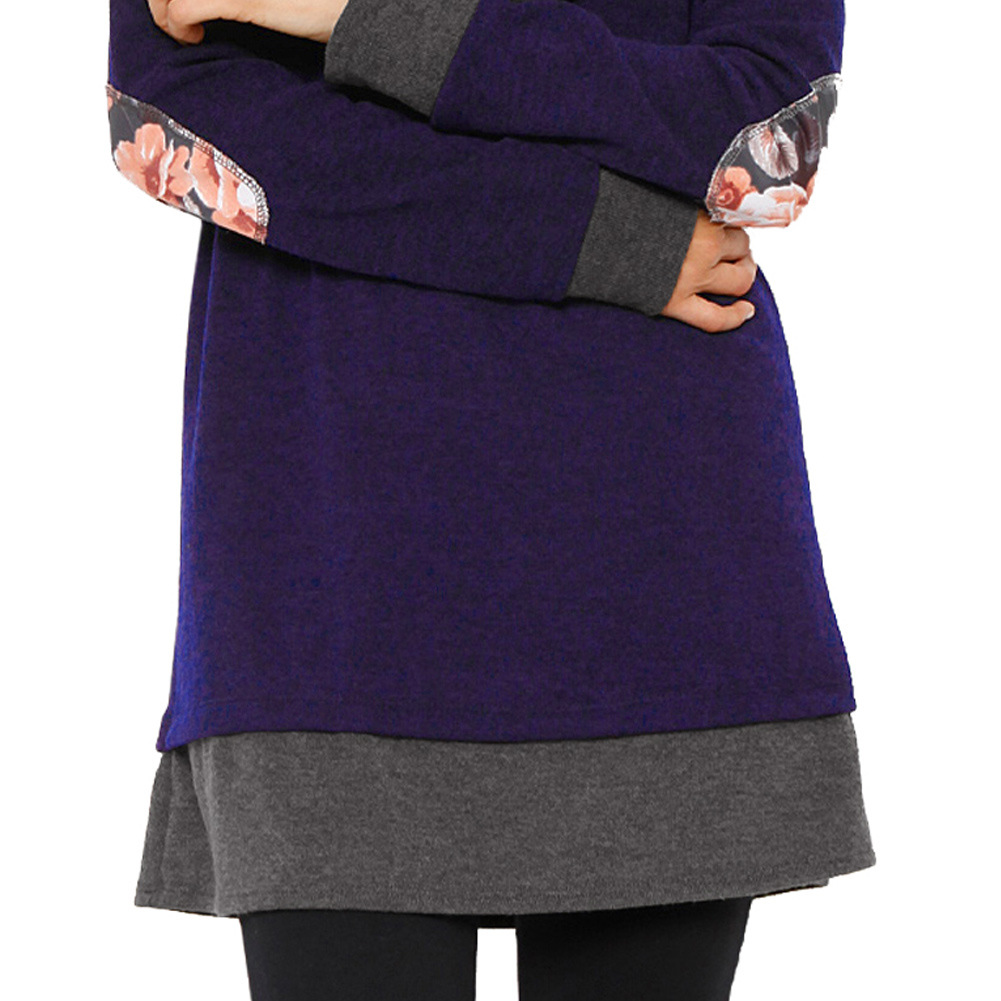 Casual Plus Size Dress Long Sleeve Patch Detail Loose Fit Stylish for Everyday Wear OEM Available