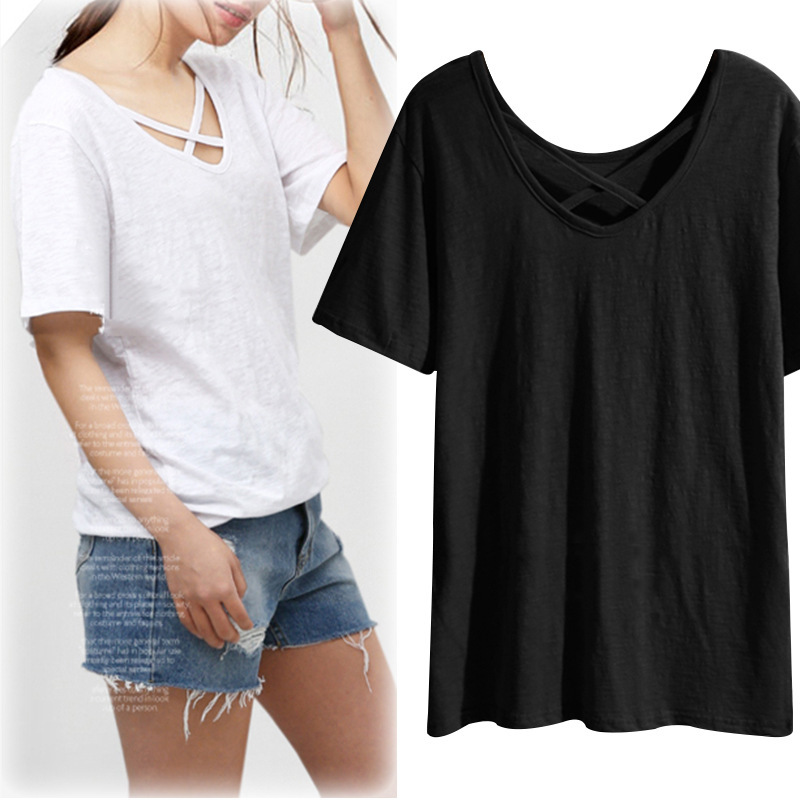 Plus Size Womens V Neck Short Sleeve T Shirt Loose Fit Summer Style Casual Wear Wholesale Available