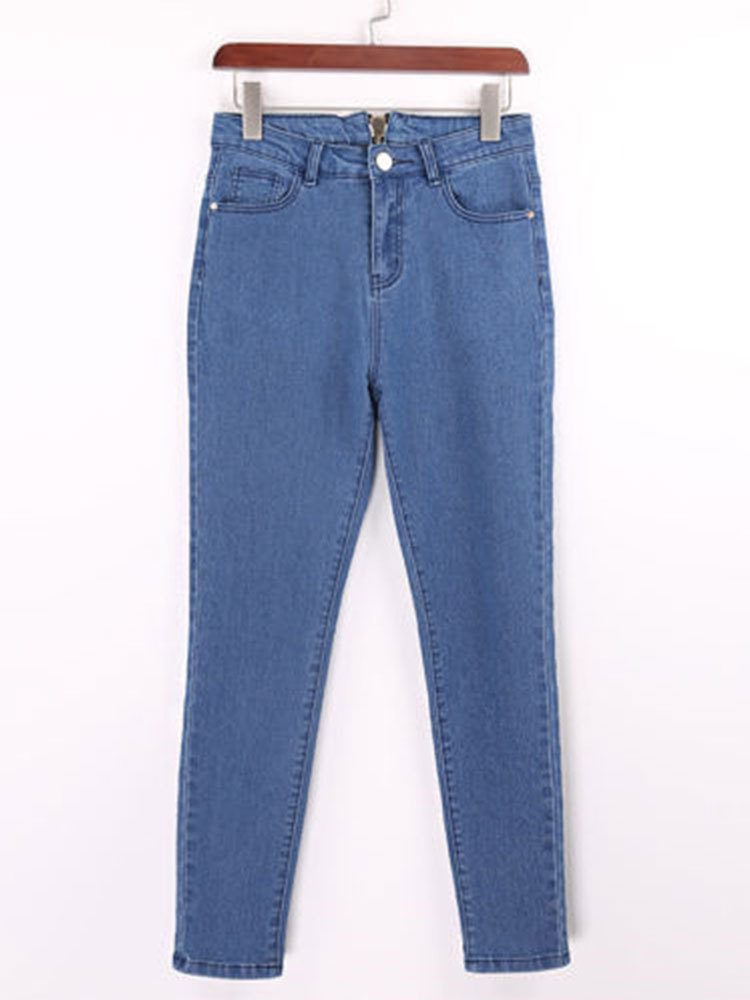 Womens High Waisted Denim Leggings Zipper Detail Butt Lifting Stretch Fabric Casual Spring Wear Wholesale Available