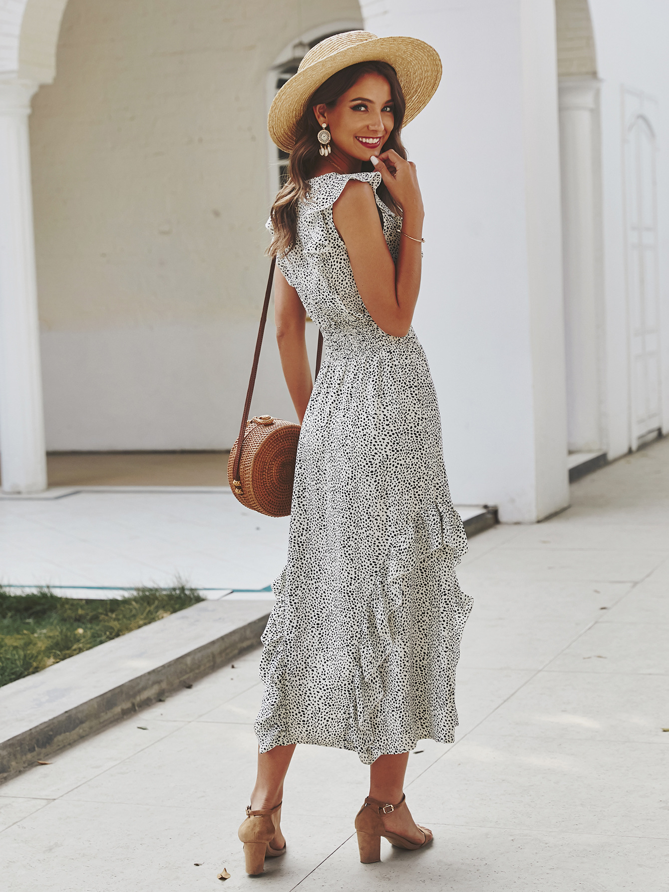 Ruffle Hem Dress Elegant Design Lightweight Fabric Spring Summer Style Wholesale Available custom packaging