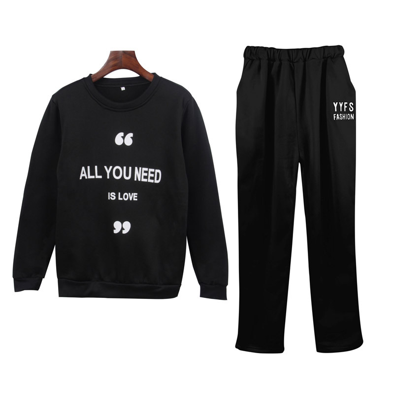 Womens Fleece Lined Sports Set Deer Print Round Neck Long Sleeve Sweatshirt Casual Pants Autumn Winter Wear
