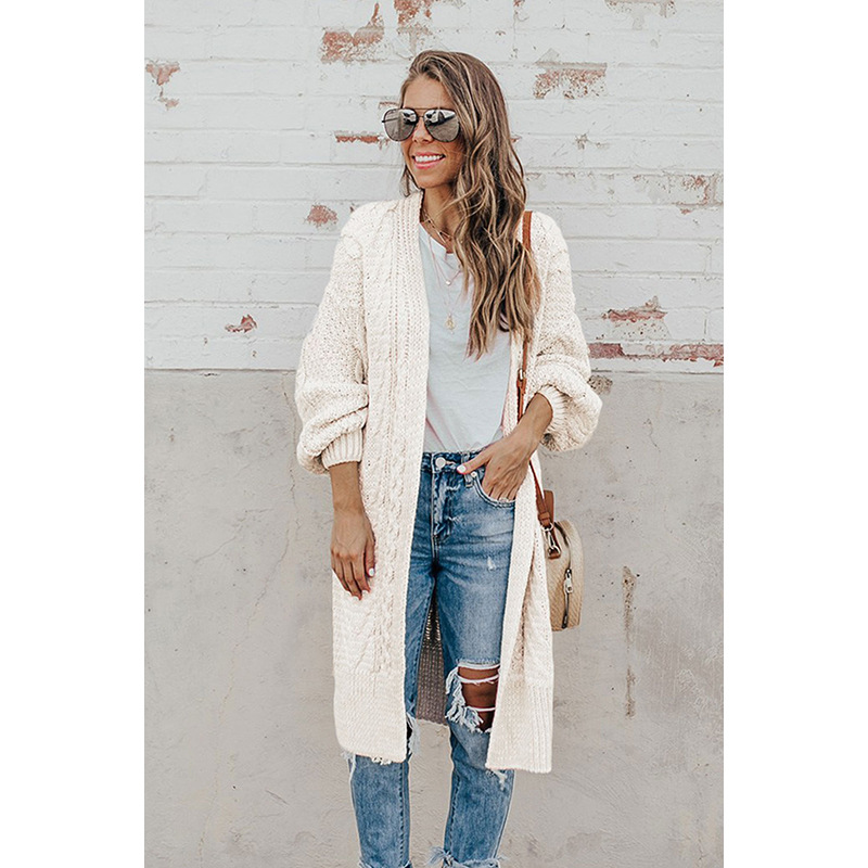 Womens Mid Length Cardigan Sweater Winter Collection Loose Fit Long Sleeve Knit Fabric Casual Wear Ready to Ship