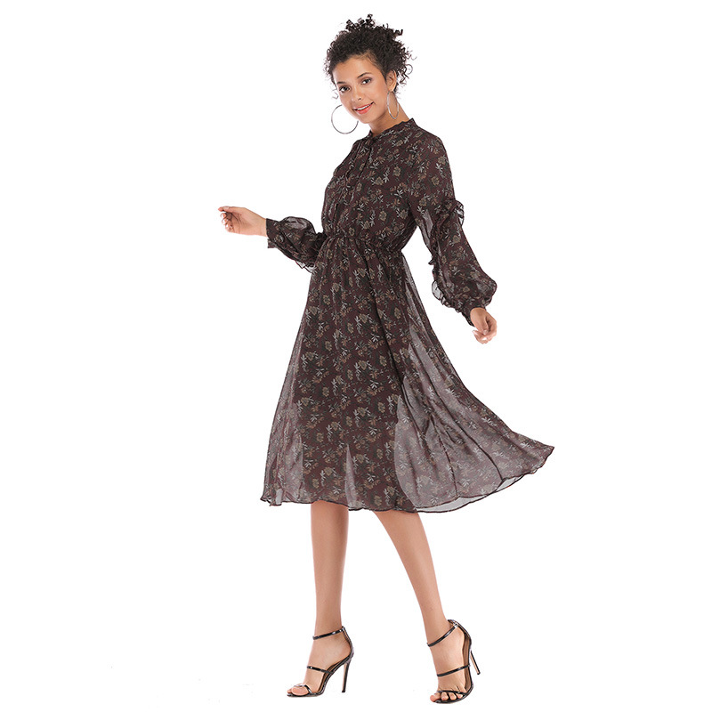Floral Chiffon Dress Loose Fit Casual Style Elegant Design Perfect for Summer Events Wholesale Available